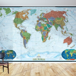 Décoration murale carte du monde National Geographic - série Decorator - papier peint amovible géant - décoration murale carte du monde NatGeo - sticker mural