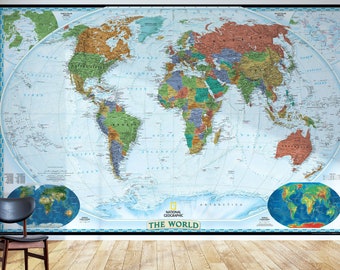 National Geographic World Map Mural (Large Peel & Stick, Removable)