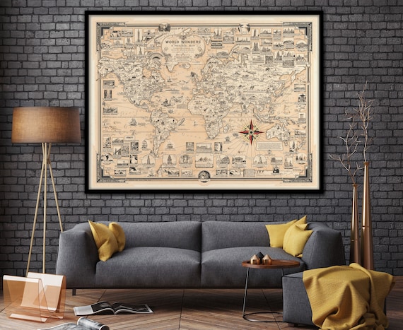 Sepia World Map Poster