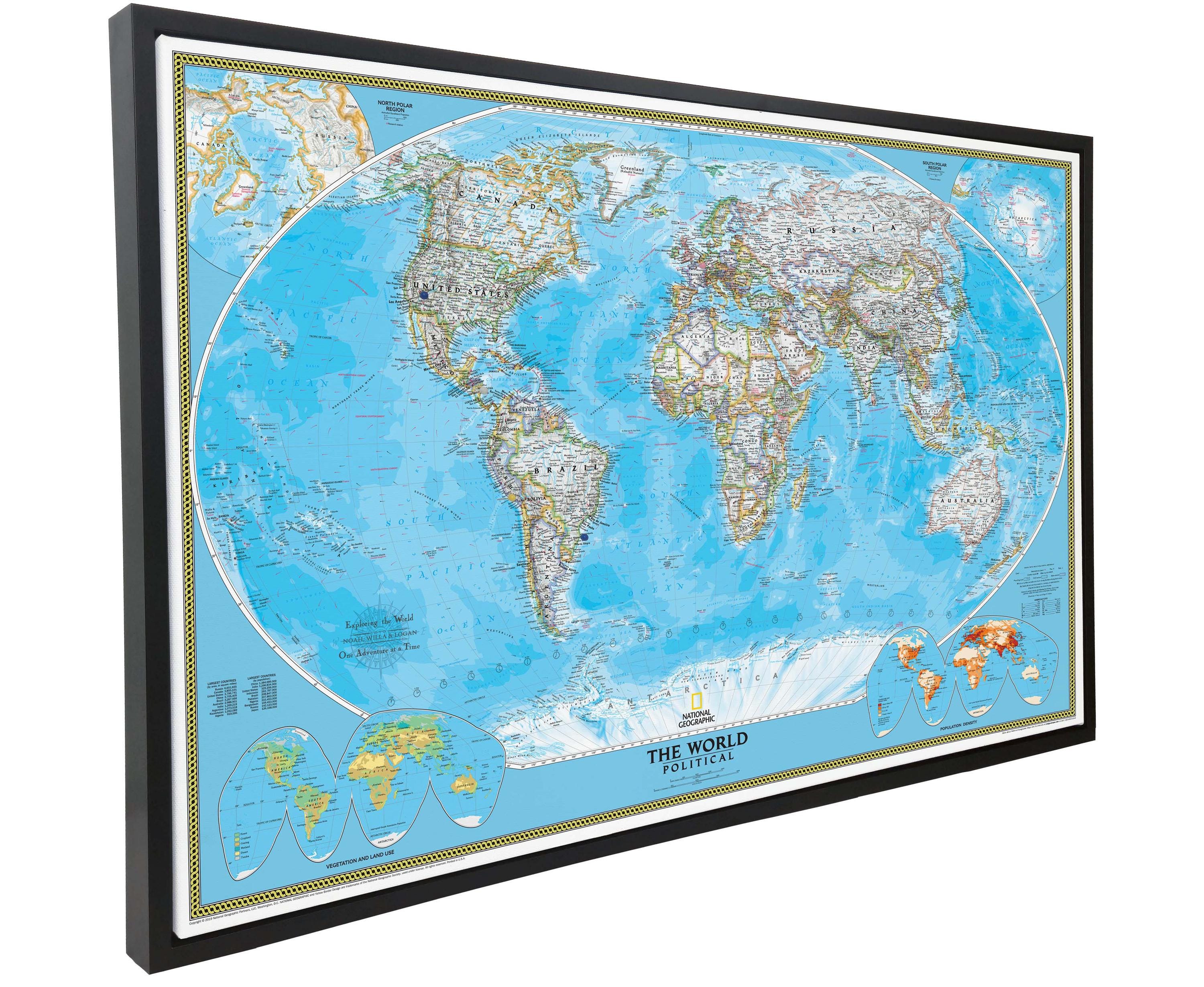 National Geographic Travel Map - Push Pin Canvas With Blue Ocean