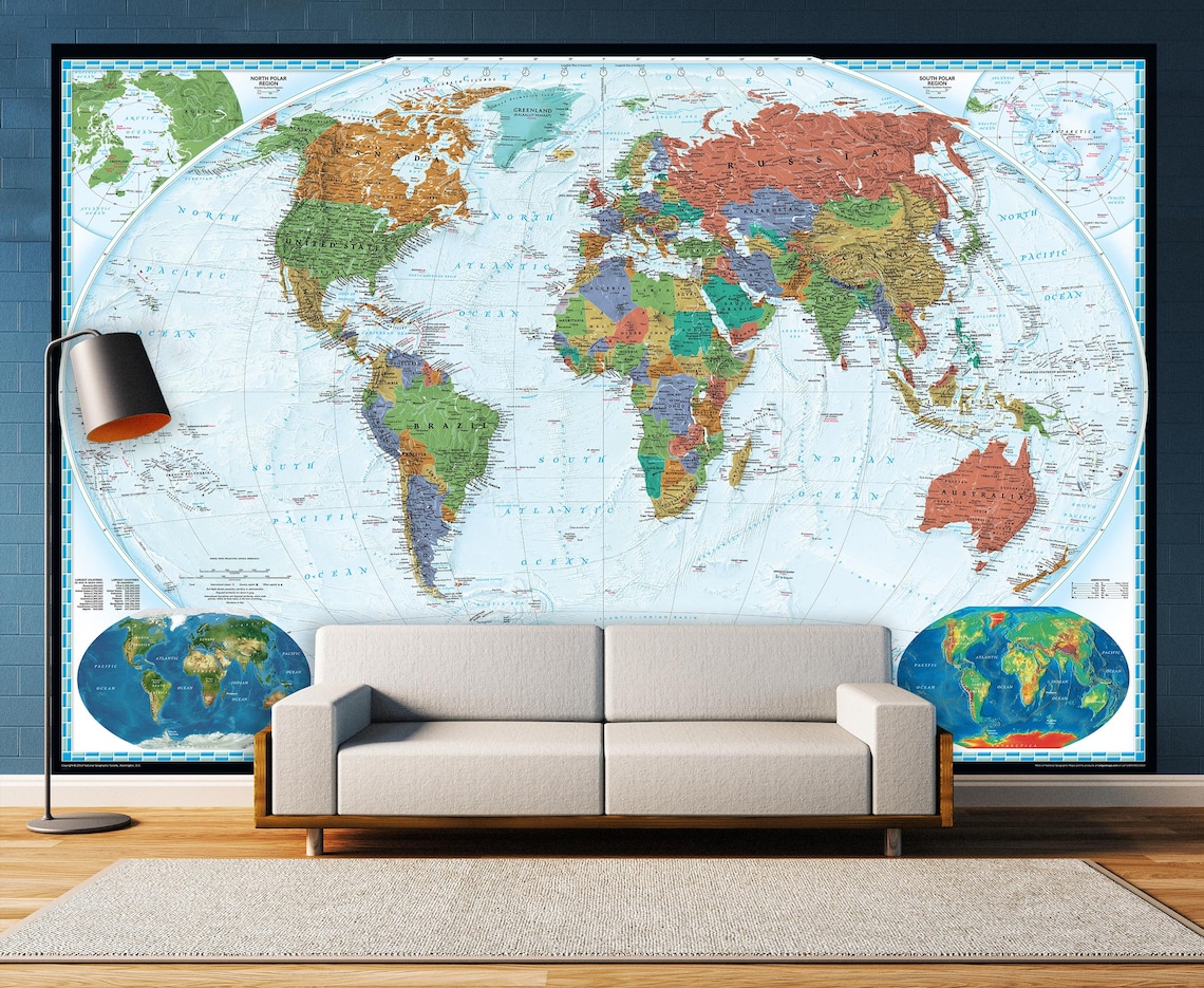 National Geographic World Map Wall Mural Decorator Series Etsy Il 1140xN.2262410596 Onhd 