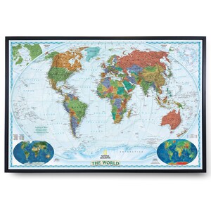 Mapa mundial de viajes: Lienzo con chinchetas y título personalizado (enmarcado o con bastidor). imagen 2