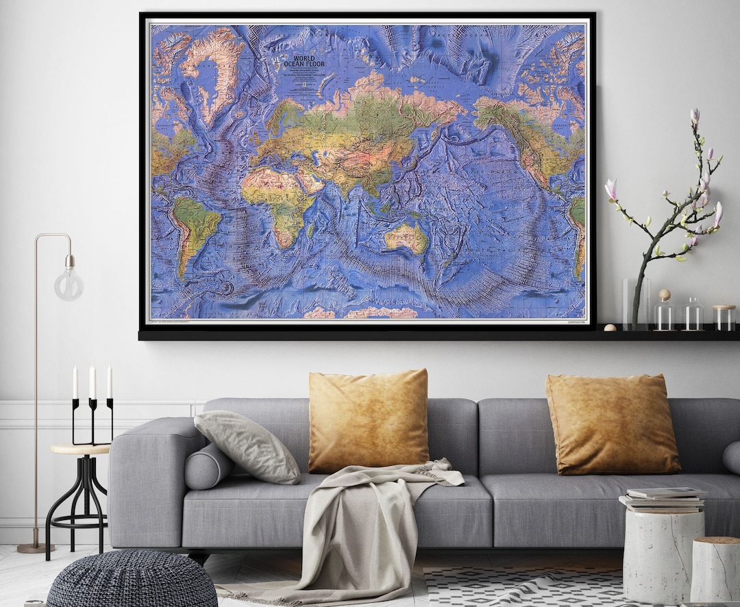 National Geographic Vintage 1981 World Ocean Floor Map - Fine Art ...
