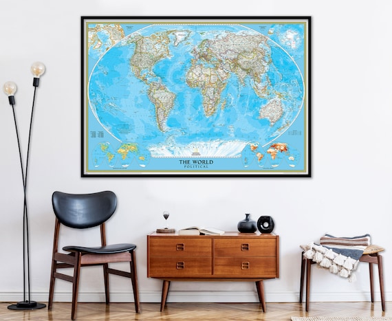 World Wall Map Print: National Geographic Style - Personalized
