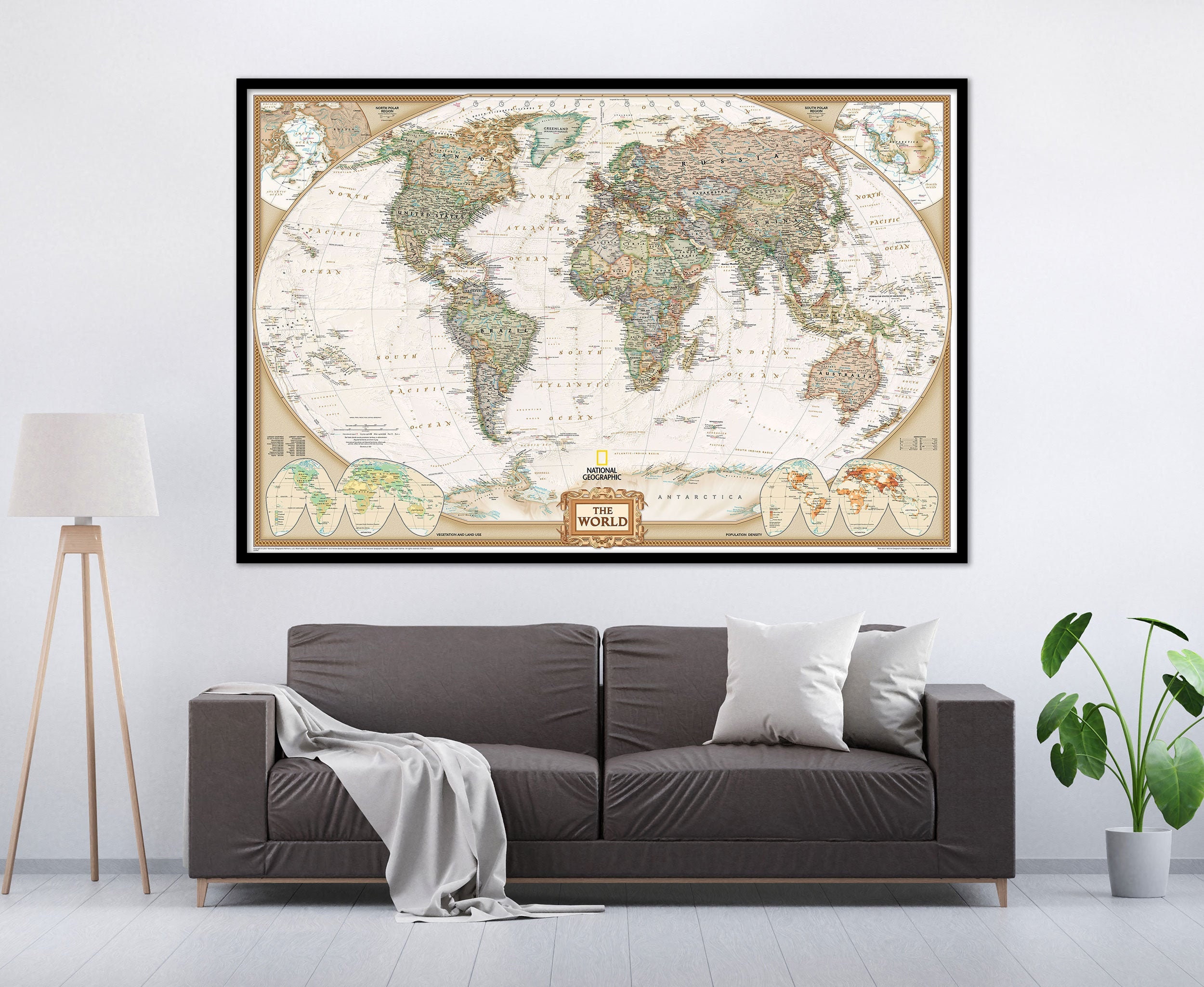 National Geographic Political Map National Geographic Executive Antique Ocean World Political | Etsy Canada