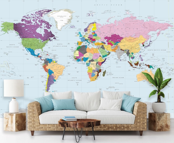 Maps International Giant World Wall Map Mural - Antique Oceans : Target