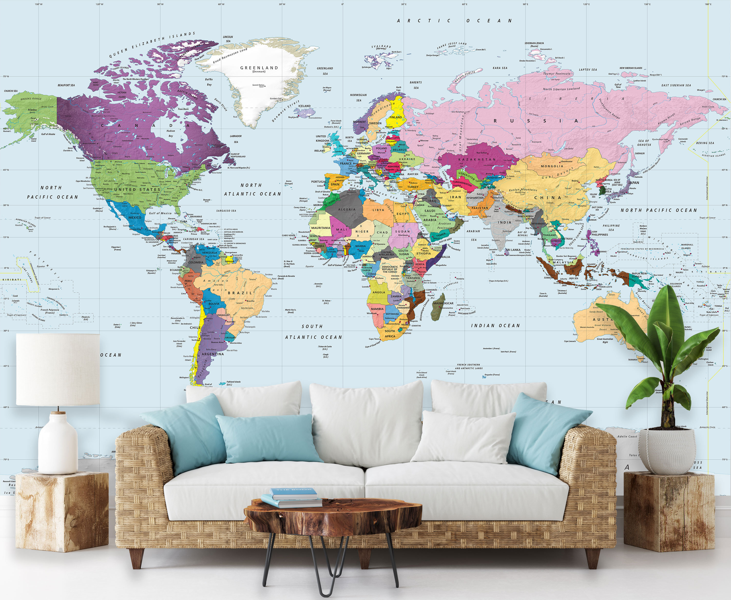 3D Abstract World Map Wallpaper Wall Decals Wall Art Print Wall