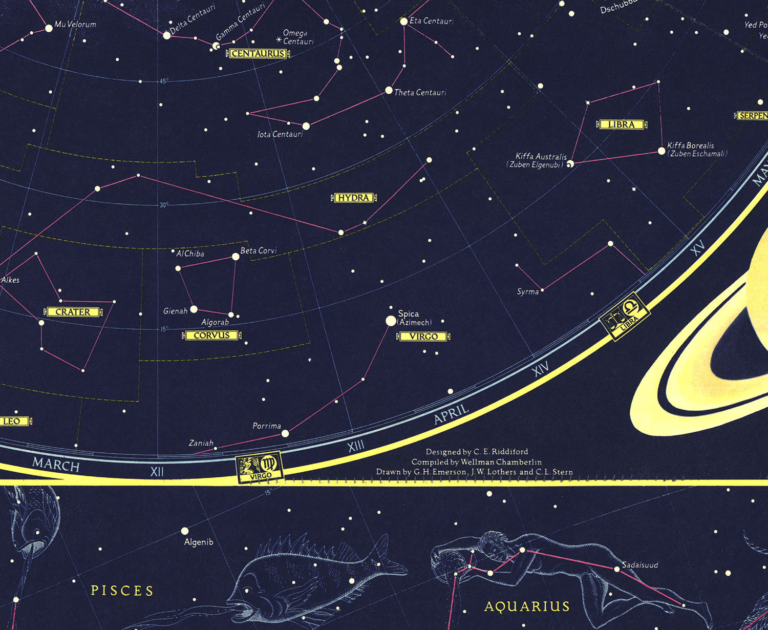 National Geographic 1957 Vintage Map of the Heavens