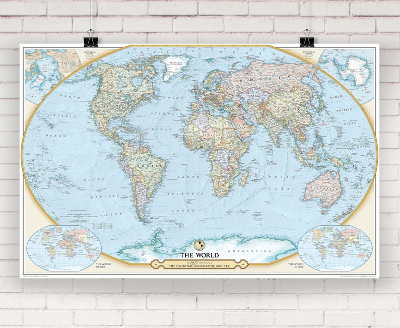 national geographic world political map 125th anniversary