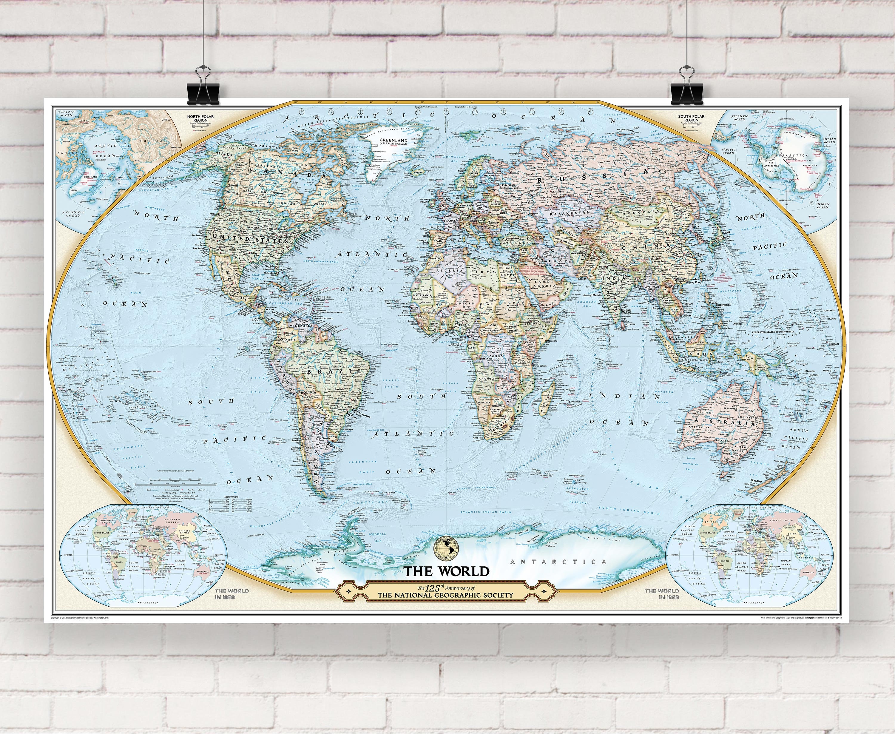 National Geographic World Political Map 125th Anniversary