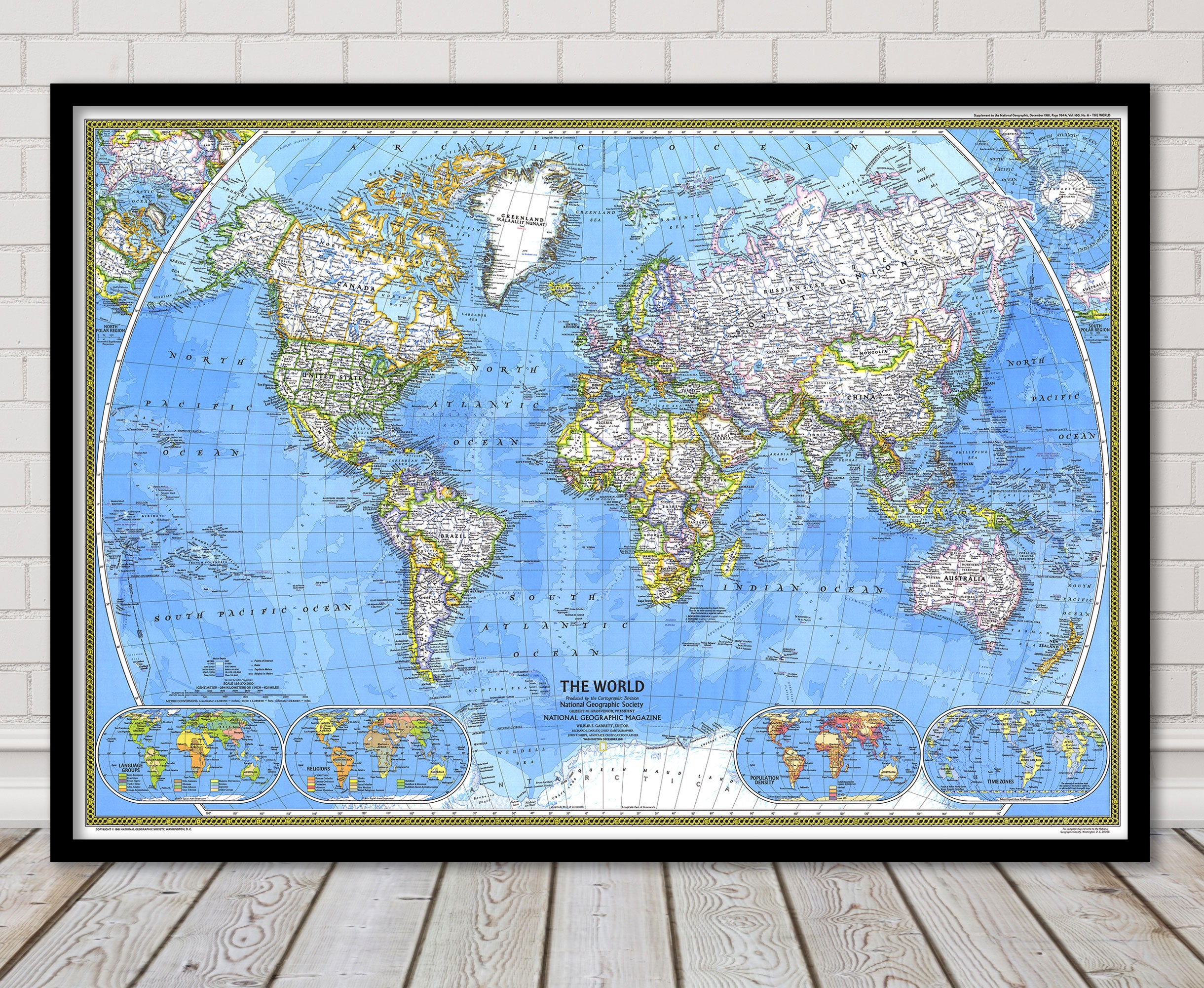 額装品/Old World Map Blue/ポスター World Classic Map, Poster Size and Laminated, 36