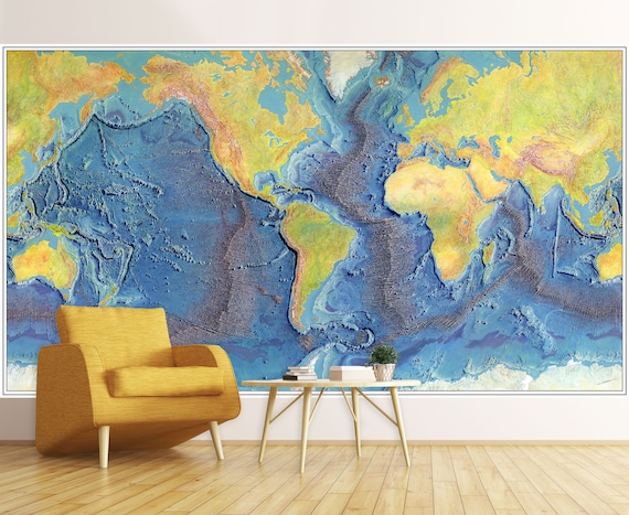 Maps International Giant World Wall Map Mural - Antique Oceans : Target