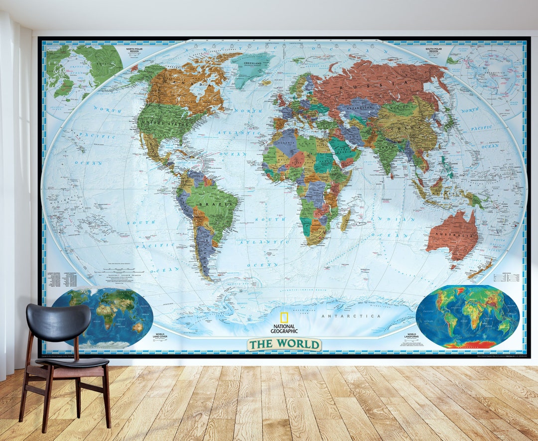 National Geographic World Map Wall Mural - Decorator Series - Giant ...
