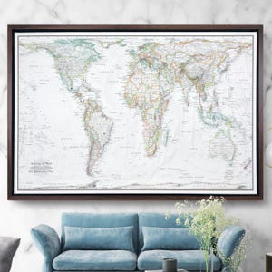 Travel Push Pin Map: Gall-Peters Projection Canvas (Custom Name Option)