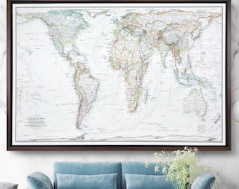 Mapa de viaje con chinchetas: Lienzo de proyección Gall-Peters (Opción de nombre personalizado)