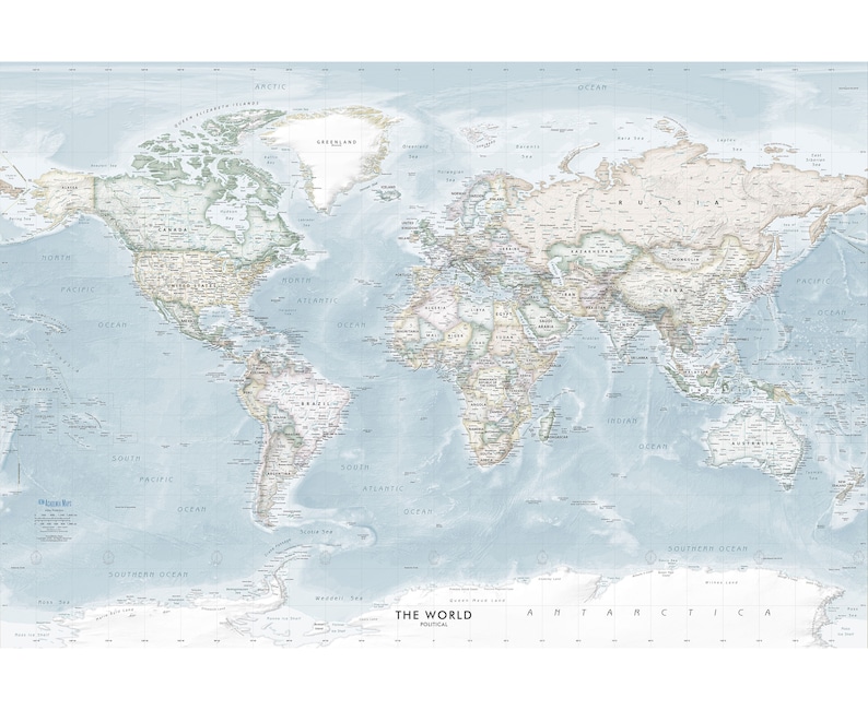 Giant World Map Wall Mural Removable Wallpaper Map of the Etsy