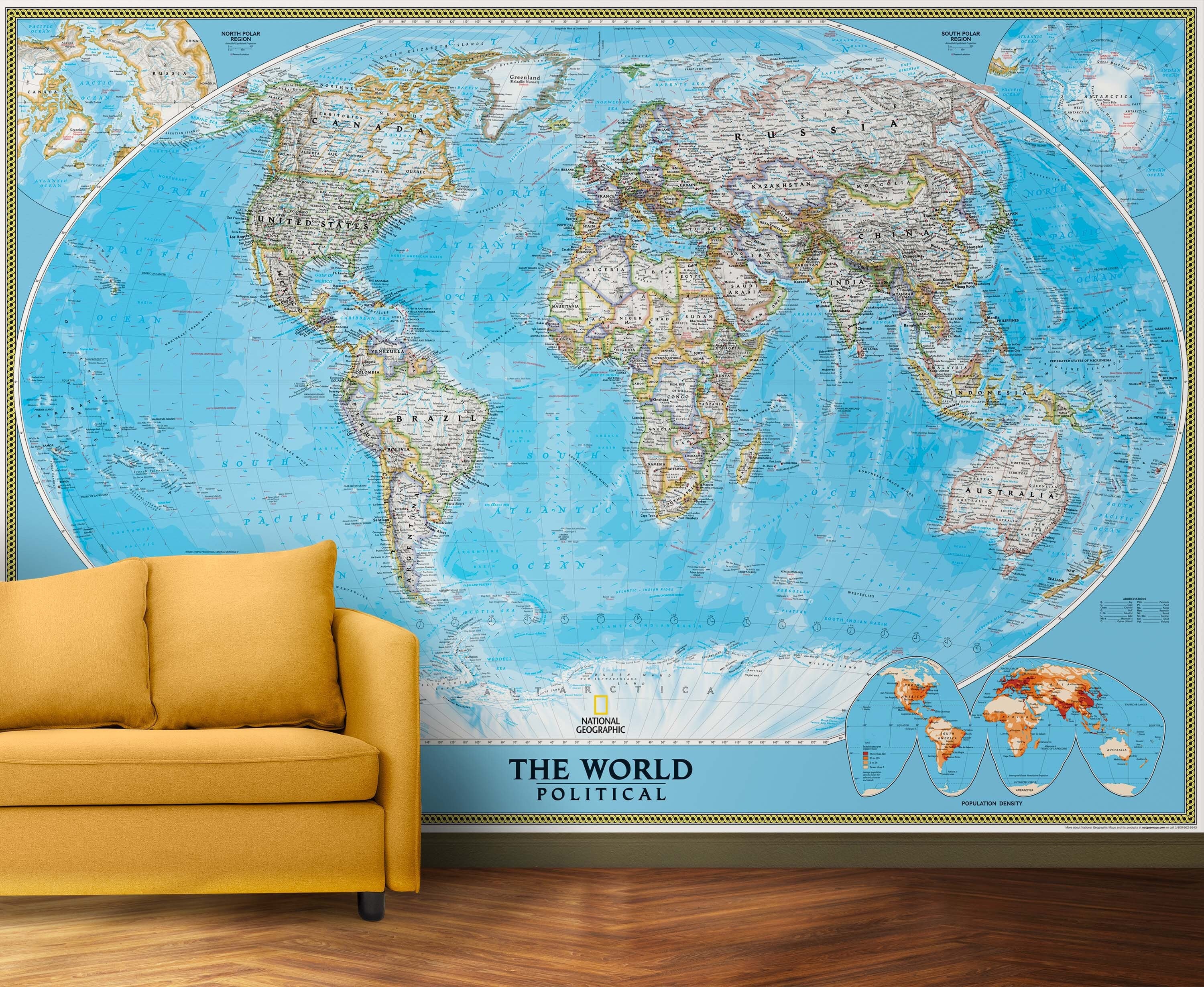 National Geographic World Classic Map Mural: Giant Peel & Stick