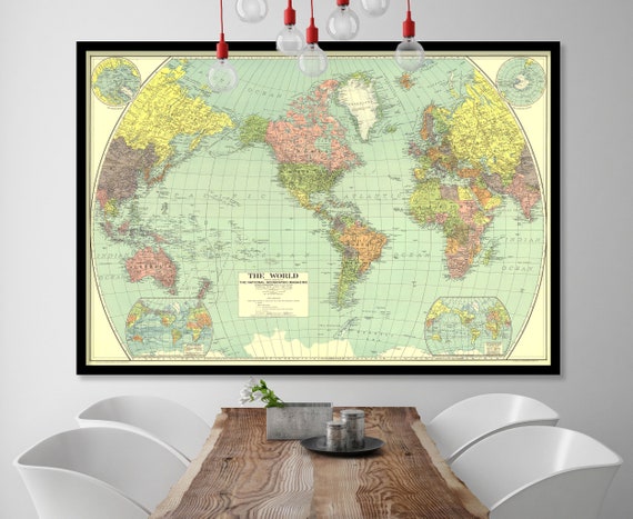 National Geographic Vintage 1932 World Map Fine Art Etsy Il 570xN.2254462192 Gq7w