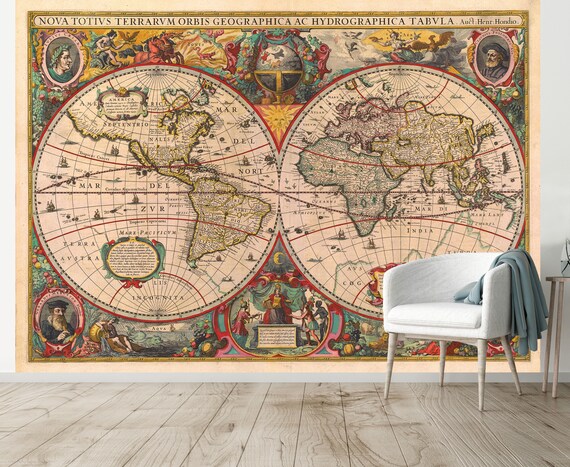 Old World Wall Map Mural Wall Design Ideas