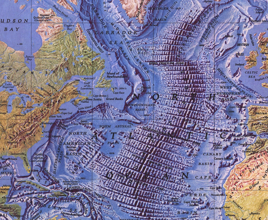 National Geographic Vintage 1981 World Ocean Floor Map Fine - Etsy