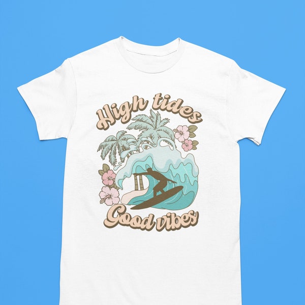 High Tides Good Vibes sunshine palm trees birds tropical sunsets beach days  funny tshirt graphic tshirts love others kindness rocks Tik Tok