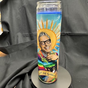 Jeff Goldblum Prayer Candle | Celebrity Saint Candle | Funny Prayer Candle | Unique Gift for Fans | Home Decor Accent Gift, Ian Malcolm