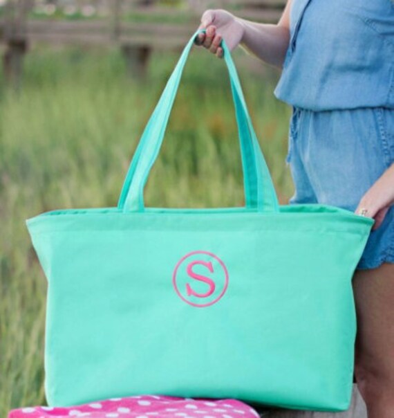 Extra large monogrammed beach bag sale