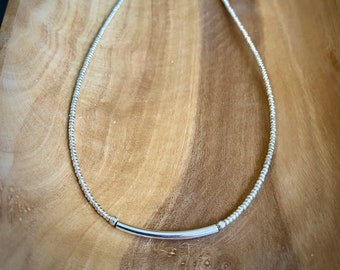 Dainty silver seed bead necklace, delicate silver necklace, stacking necklace, everyday jewelry, jewelry gift, minimalist silver necklace