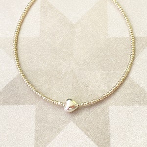 Sterling Silver Heart Bracelet: Dainty Beaded Minimalist Design