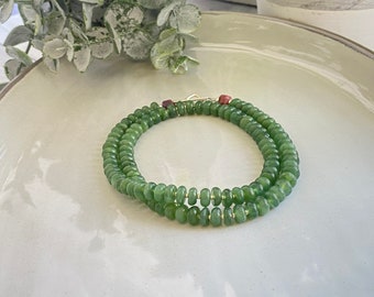 Green aventurine necklace, rubine necklace, gemstone candy necklace, gemstone neck stack, green jewel tone jewelry, gemstone bead necklace