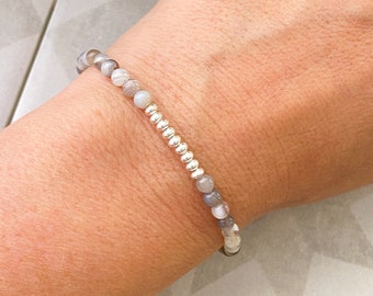 Botswana Agate Bracelet: Sterling Silver Bead Gemstone Jewelry
