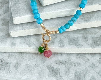 Custom charm necklace, build your own charm necklace, design your own gemstone necklace, personalized bead necklace, turquoise necklace