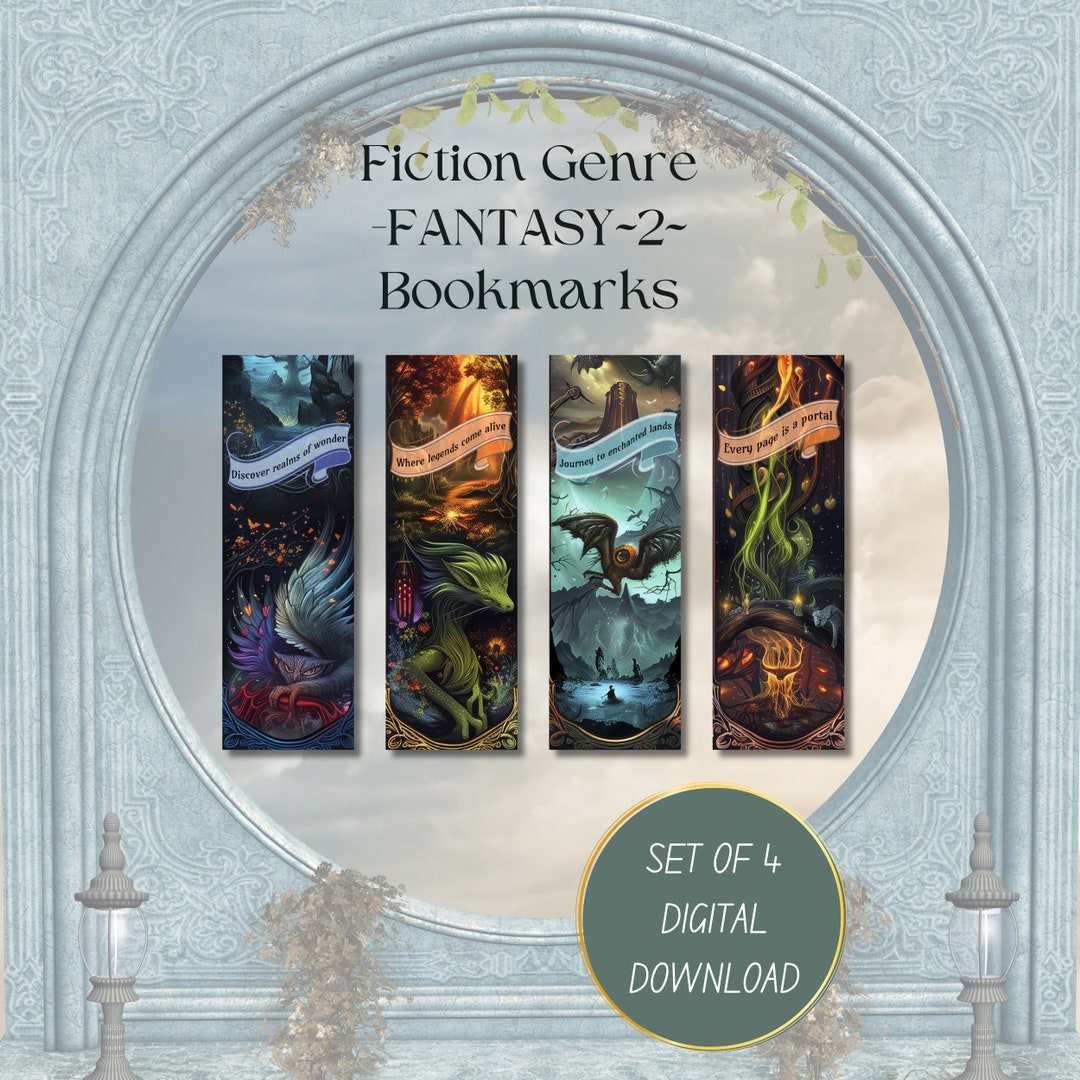 Bookmarks Printable Download Fantasy No 2 , Set of 4 Bookmarks in JPG ...