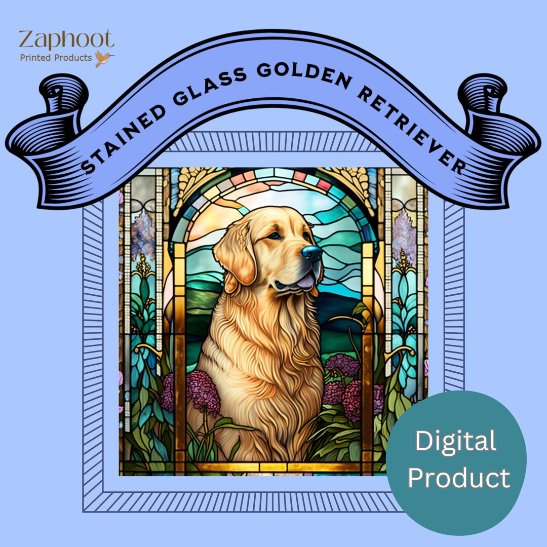 Golden Retriever Stained Glass Print Digital Wall Art Print - Etsy
