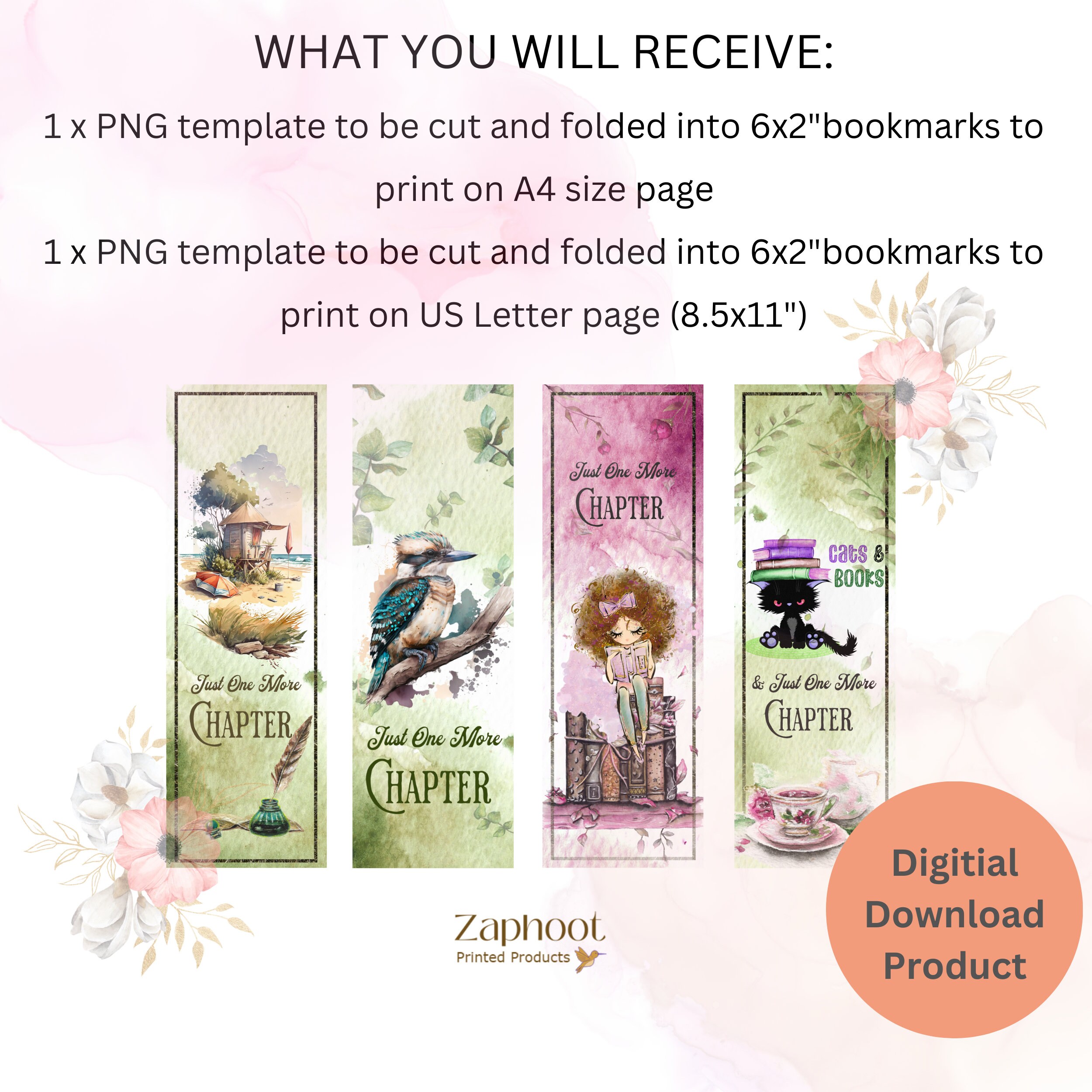 Printable Bookmarks Vintage Style | Digital File Downloads | Just One ...