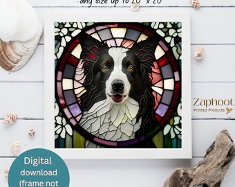 Stained Glass Border Collie Print: Dog Wall Art (Digital Download)