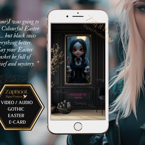 Personalisierte Video E-Card, dunkle und verdrehte Osterwünsche, am Miwo im Goth Stil