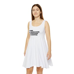 white t shirt skater dress boohoo Women's Linen Look Volume Sleeve Shirred Skater Dress in Ivory | Size: 8