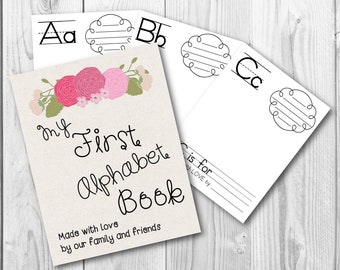 Baby's First ABC Book, Printable ABC Book, Baby's First Alphabet Book, DIY abc Book, My First abc book, Baby Shower, Pink Flower Theme