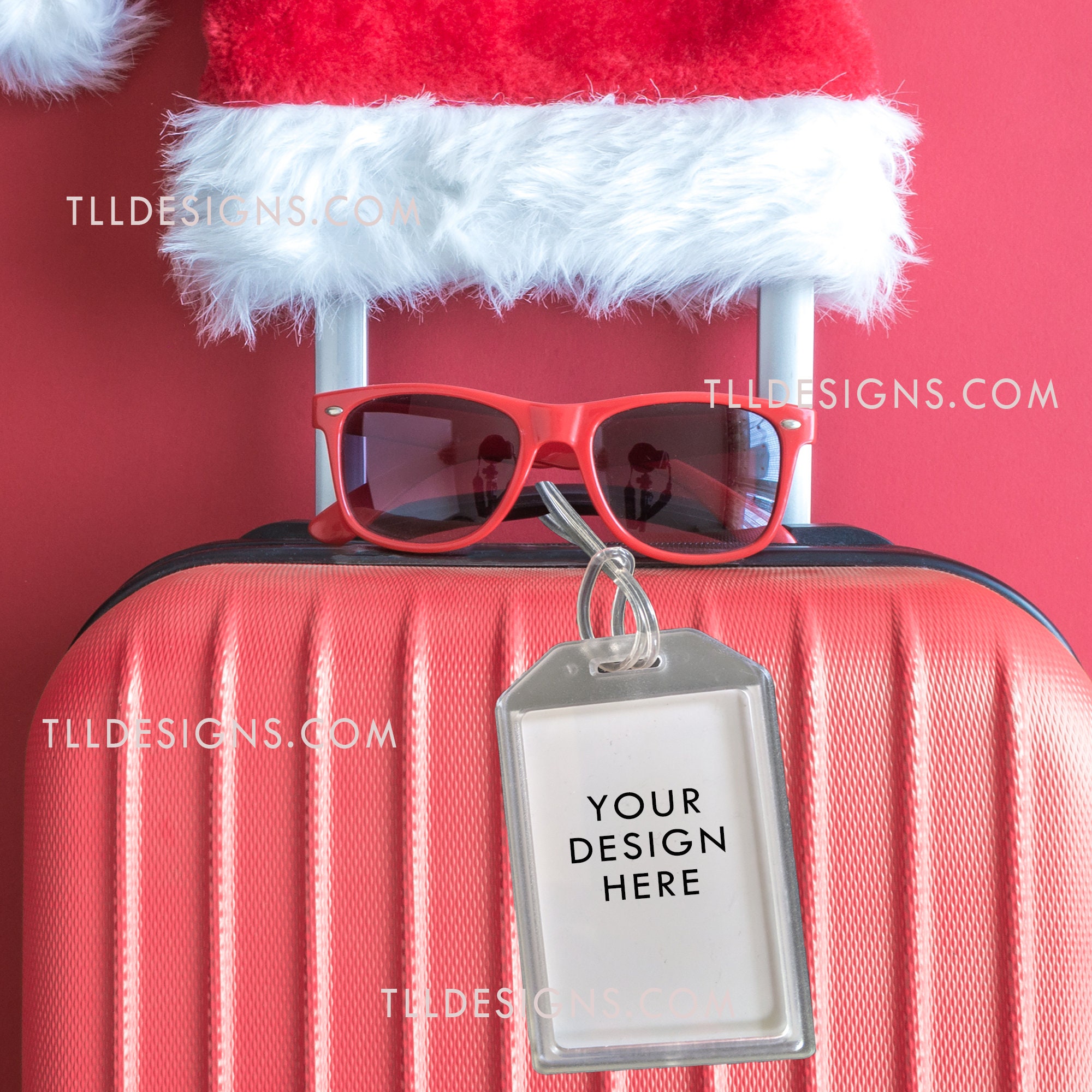Download Gooten Luggage Tag Mockup Christmas Santa Hat with ...