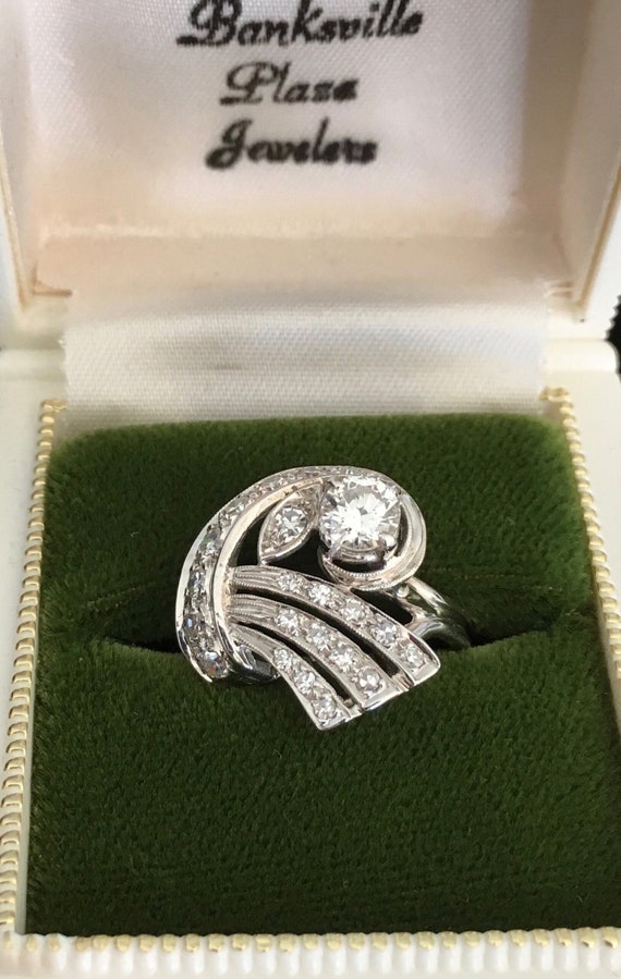 Vintage Retro Diamond Cocktail Statement Ring Pla… - image 6
