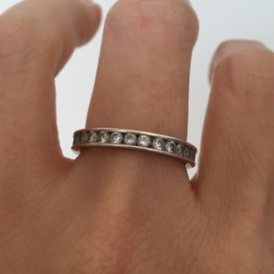 Round Cubic Zirconia Sterling Silver Eternity Band Channel Set