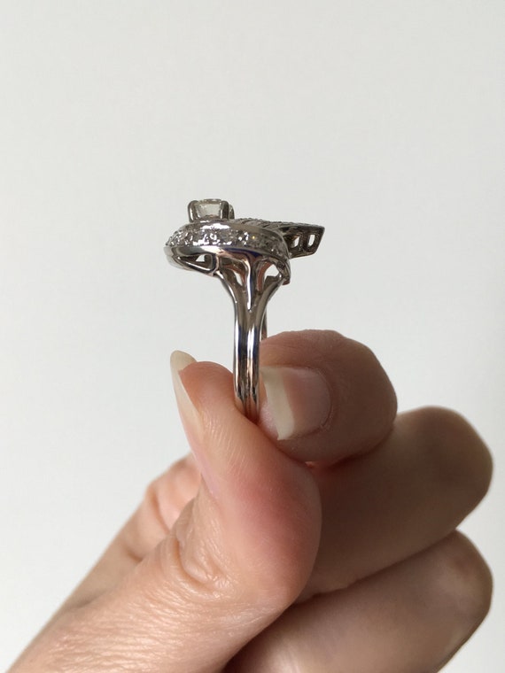 Vintage Retro Diamond Cocktail Statement Ring Pla… - image 5