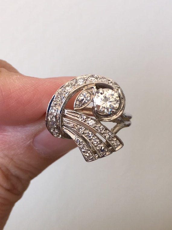 Vintage Retro Diamond Cocktail Statement Ring Pla… - image 8