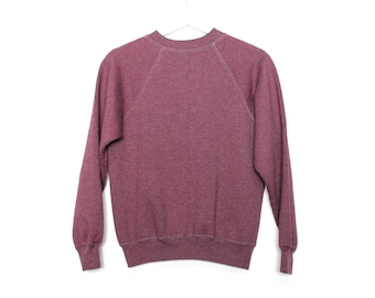 Bluza damska typu RAGLAN w stylu vintage z lat 90., śliwkowa, z okrągłym dekoltem, z długim rękawem, bawełniana, w stylu vintage, luźna bluza -- rozmiar L