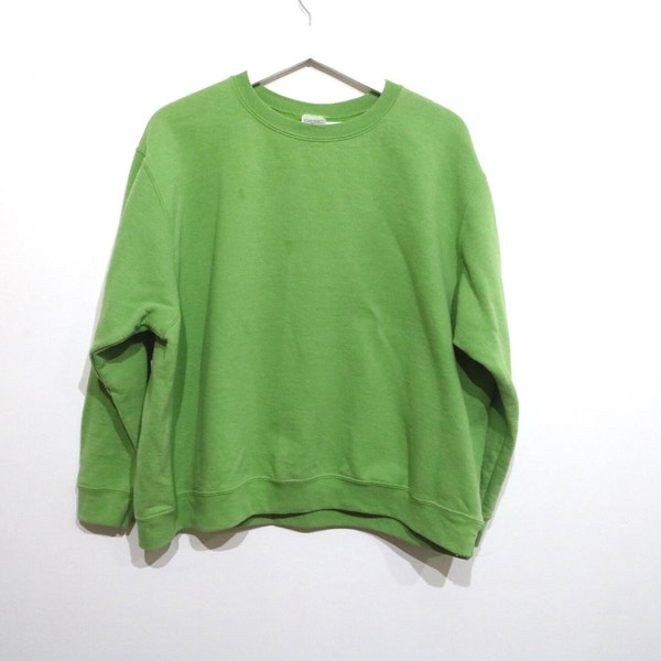 vintage CHARTREUSE boxy women's long sleeve 90s y2k vintage crewneck boxy sweatshirt -- women's size xl