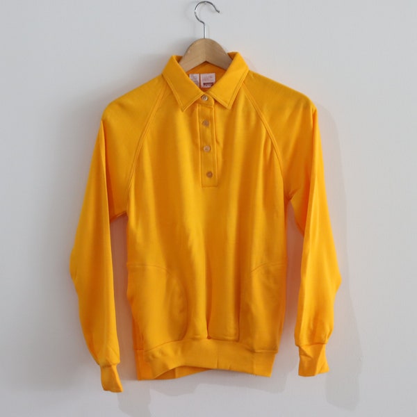 vintage YELLOW blank classic POLO 1980s athletic wear long sleeve vintage --size large