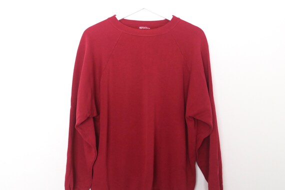 vintage 80s 90s red MAROON FADED vintage raglan p… - image 2