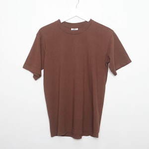 vintage BROWN faded t shirt top SHORT SLEEVE vintage grunge blank classic vintage 1980s 90s no logo t shirt Cotton t shirt -- size medium