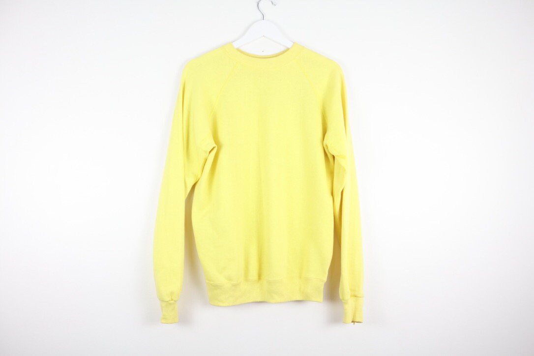 Vintage YELLOW Boxy Faded Super Soft 1980s Crewneck Sweatshirt Top